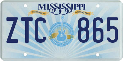 MS license plate ZTC865