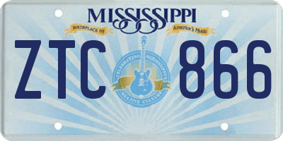 MS license plate ZTC866