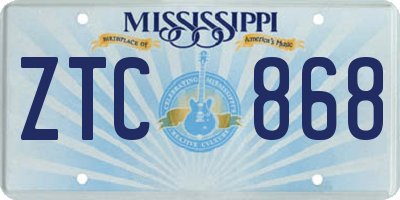 MS license plate ZTC868