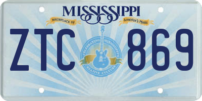 MS license plate ZTC869