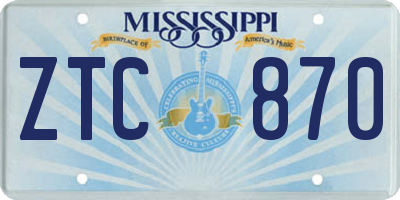 MS license plate ZTC870