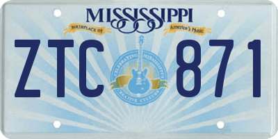 MS license plate ZTC871