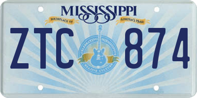 MS license plate ZTC874