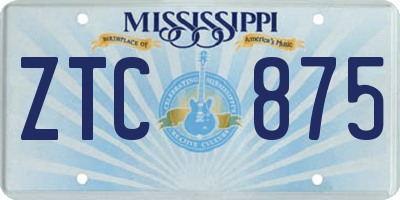MS license plate ZTC875