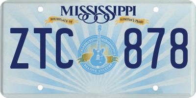 MS license plate ZTC878