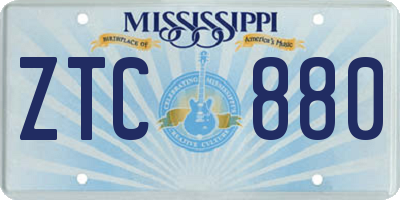 MS license plate ZTC880