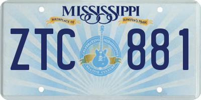 MS license plate ZTC881