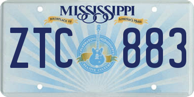 MS license plate ZTC883