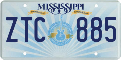 MS license plate ZTC885