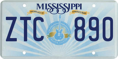 MS license plate ZTC890