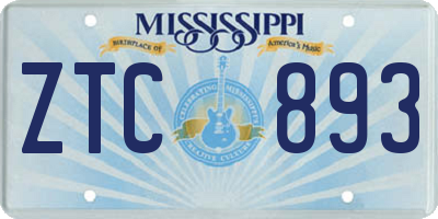 MS license plate ZTC893