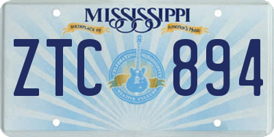 MS license plate ZTC894