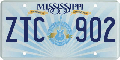 MS license plate ZTC902