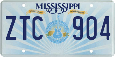 MS license plate ZTC904
