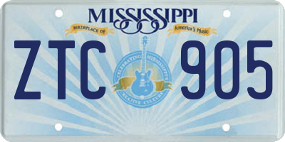 MS license plate ZTC905