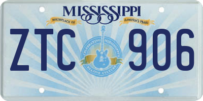 MS license plate ZTC906