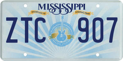 MS license plate ZTC907