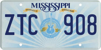 MS license plate ZTC908
