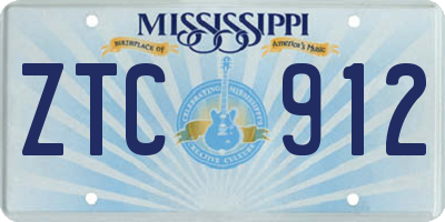MS license plate ZTC912