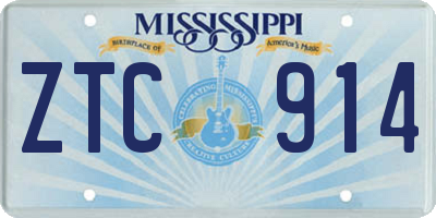 MS license plate ZTC914