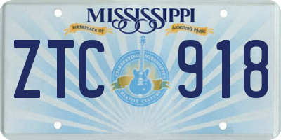 MS license plate ZTC918