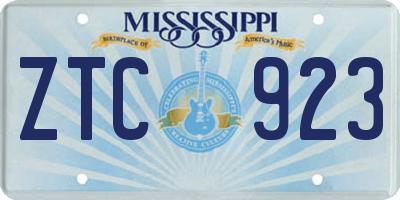 MS license plate ZTC923