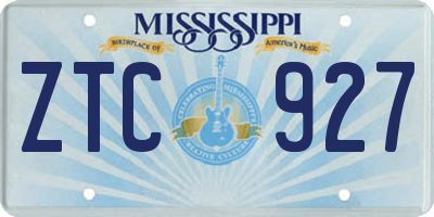 MS license plate ZTC927