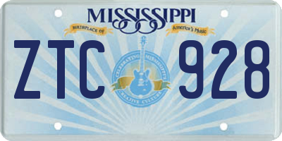 MS license plate ZTC928