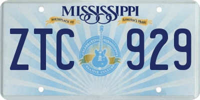 MS license plate ZTC929