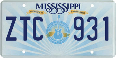 MS license plate ZTC931