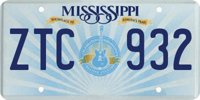 MS license plate ZTC932
