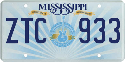 MS license plate ZTC933
