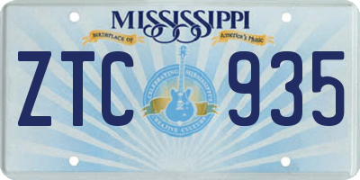 MS license plate ZTC935