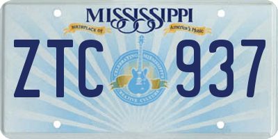 MS license plate ZTC937