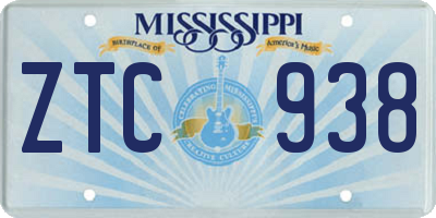 MS license plate ZTC938