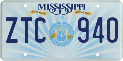 MS license plate ZTC940