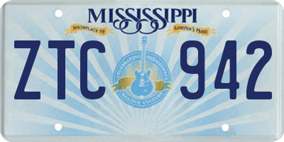 MS license plate ZTC942