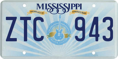 MS license plate ZTC943