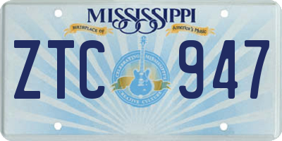 MS license plate ZTC947