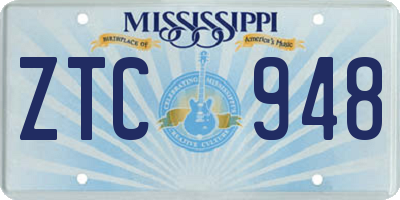 MS license plate ZTC948