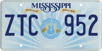 MS license plate ZTC952