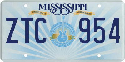 MS license plate ZTC954