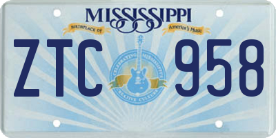 MS license plate ZTC958