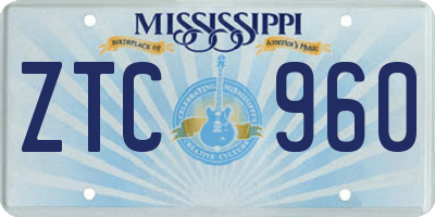 MS license plate ZTC960