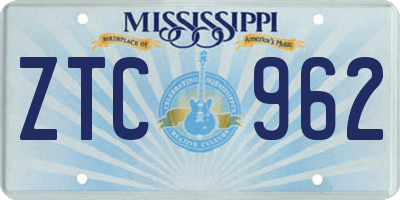 MS license plate ZTC962