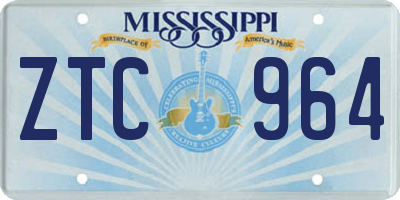 MS license plate ZTC964