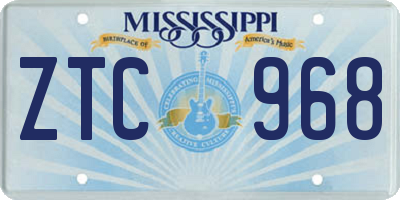 MS license plate ZTC968