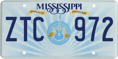 MS license plate ZTC972