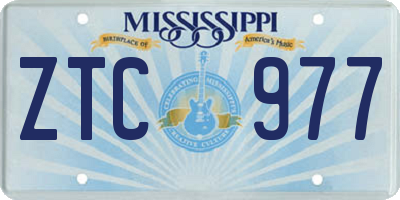 MS license plate ZTC977