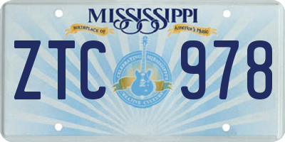 MS license plate ZTC978